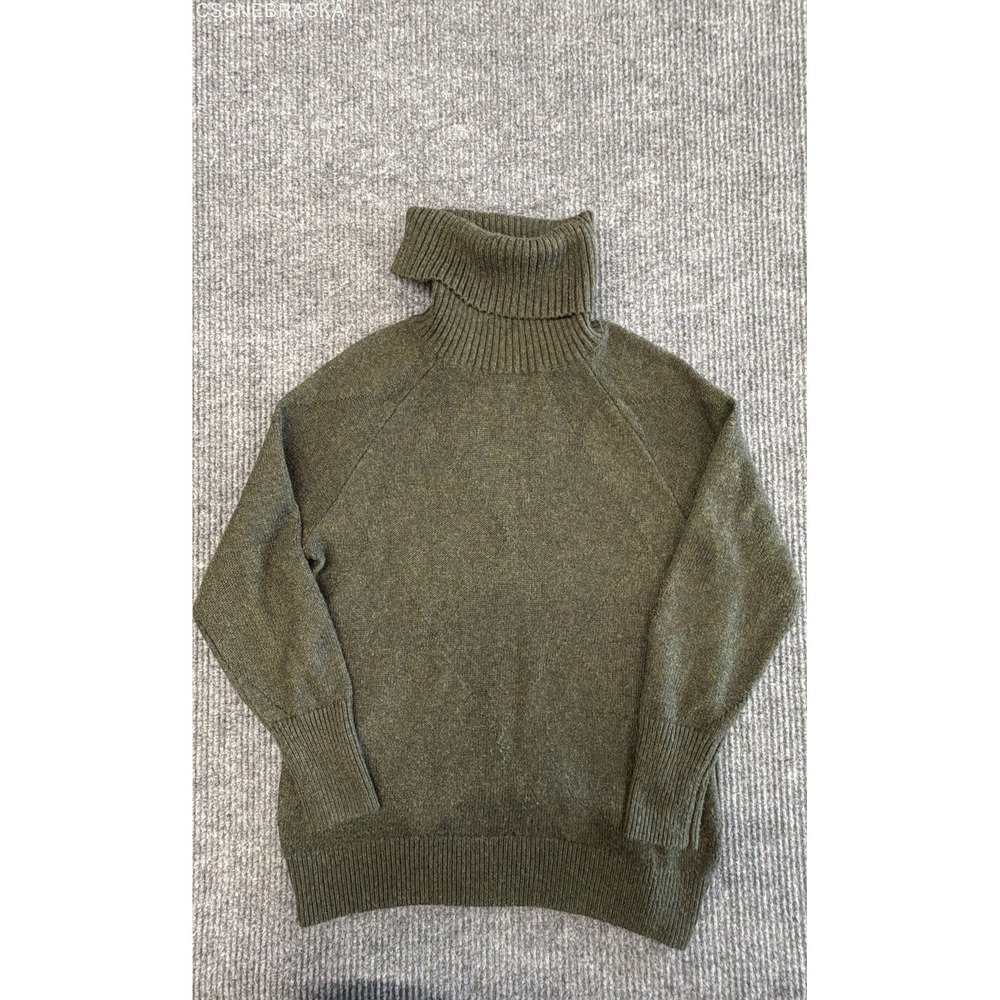 Banana Republic Women's Olive Green Ribbed Turtleneck Sweater Cotton Blend Sz XS